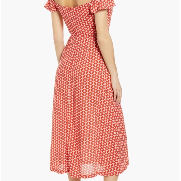 All in Favor Off the Shoulder Linen Blend Midi Dress - Picture 3 of 7